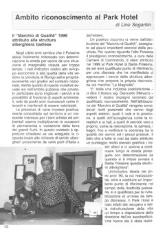 Prima pagina originale dell’articolo Ambìto riconoscimento al Park Hotel