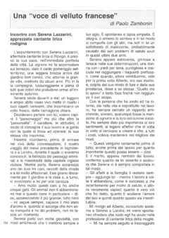 Prima pagina originale dell’articolo Una “voce di velluto francese”