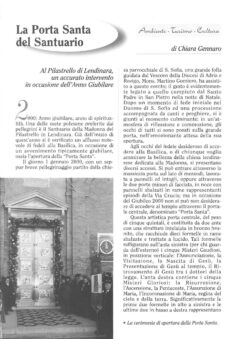 Prima pagina originale dell’articolo La Porta Santa del Santuario