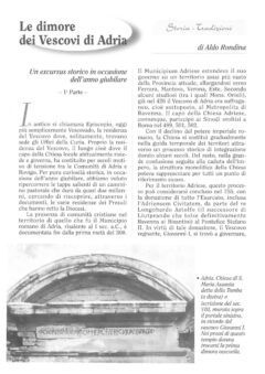 Prima pagina originale dell’articolo Le dimore dei Vescovi di Adria