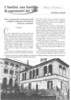 Prima pagina originale dell’articolo I Santini, una famiglia di capomastri del ‘700