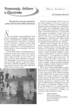 Prima pagina originale dell’articolo Nomenaje, tiritere e filastroke