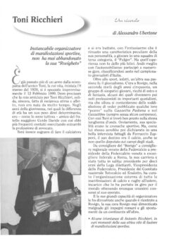 Prima pagina originale dell’articolo Toni Ricchieri