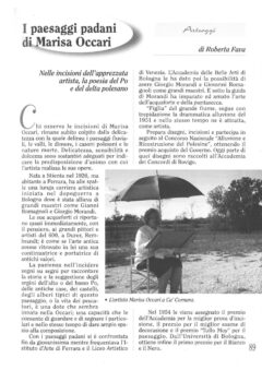 Prima pagina originale dell’articolo I paesaggi padani di Marisa Occari