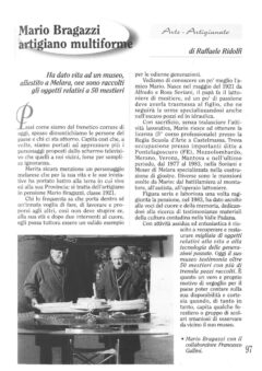 Prima pagina originale dell’articolo Mario Bragazzi artigiano multiforme