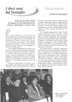 Prima pagina originale dell’articolo I dieci anni del Ventaglio