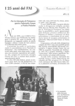 Prima pagina originale dell’articolo I 25 anni del FAI