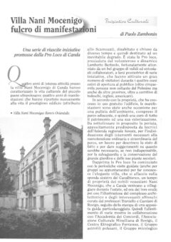 Prima pagina originale dell’articolo Villa Nani Mocenigo fulcro di manifestazioni