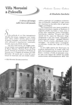 Prima pagina originale dell’articolo Villa Morosini a Polesella