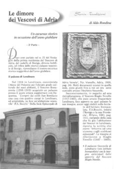 Prima pagina originale dell’articolo Le dimore dei Vescovi di Adria