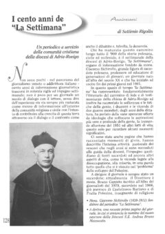 Prima pagina originale dell’articolo I cento anni de “La Settimana”
