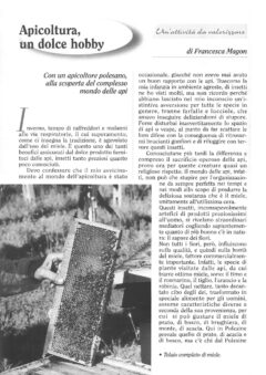 Prima pagina originale dell’articolo Apicoltura, un dolce hobby