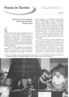 Prima pagina originale dell’articolo Poesia in Tassina