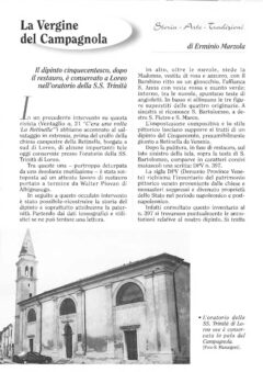Prima pagina originale dell’articolo La Vergine del Campagnola