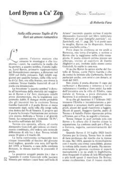 Prima pagina originale dell’articolo Lord Byron a Ca’ Zen