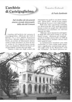 Prima pagina originale dell’articolo L’archivio di Castelguglielmo