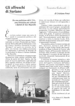 Prima pagina originale dell’articolo Gli affreschi di Sariano