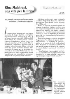 Prima pagina originale dell’articolo Rina Malatrasi, una vita per la lirica