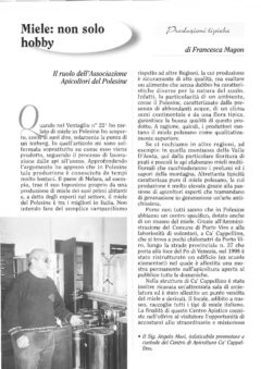 Prima pagina originale dell’articolo Miele: non solo hobby