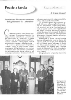 Prima pagina originale dell’articolo Poesie a tavola